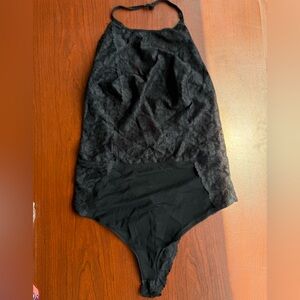 Free People Charcoal Lace Bodysuit
